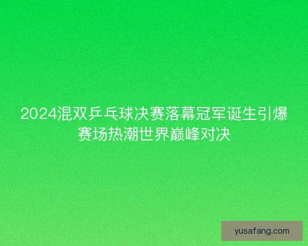 2024混双乒乓球决赛落幕冠军诞生引爆赛场热潮世界巅峰对决