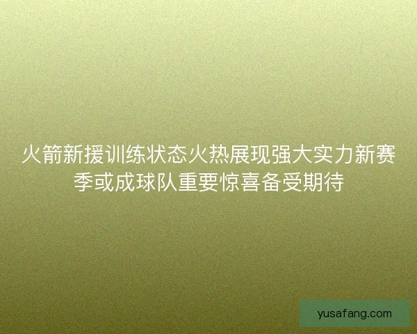 火箭新援训练状态火热展现强大实力新赛季或成球队重要惊喜备受期待